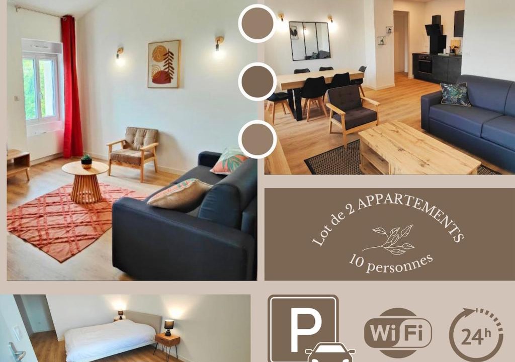 Clermont-Ferrand Apartment | 2 en 1, 10 pers, parking, Wifi