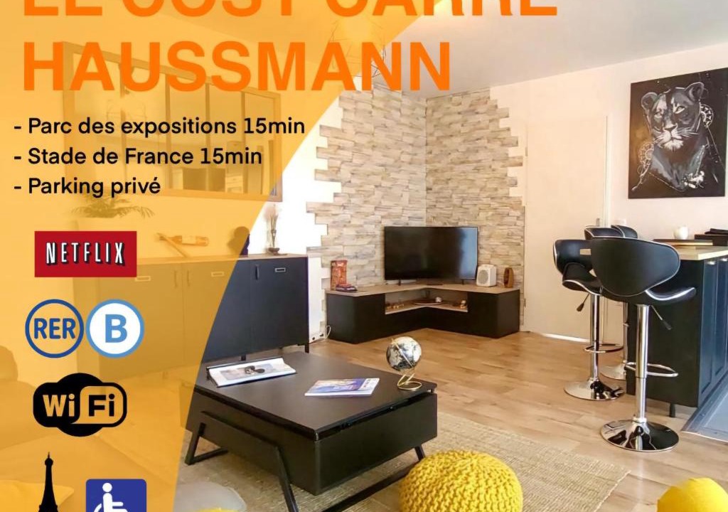 Le Blanc-Mesnil Apartment | Cosy carré Haussmann, stade de franc, C D G, Paris