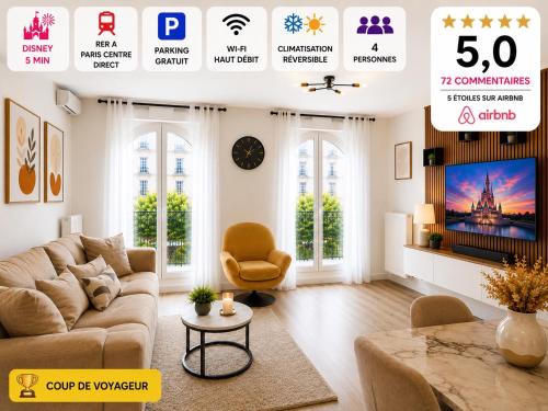 Serris Apartment | Disneyland Paris - 5 Min - AC - Free Parking - Direct Paris - WiFi