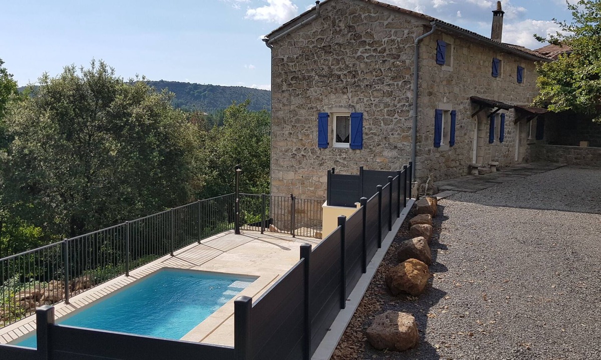 Les Assions House | Gîte Ardèche, private and secluded swimming pool, large courtyard, terraces,