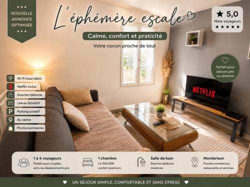 Montbrison Apartment | 'L' éphémère escale' appartement calme avec parking gratuit sur place