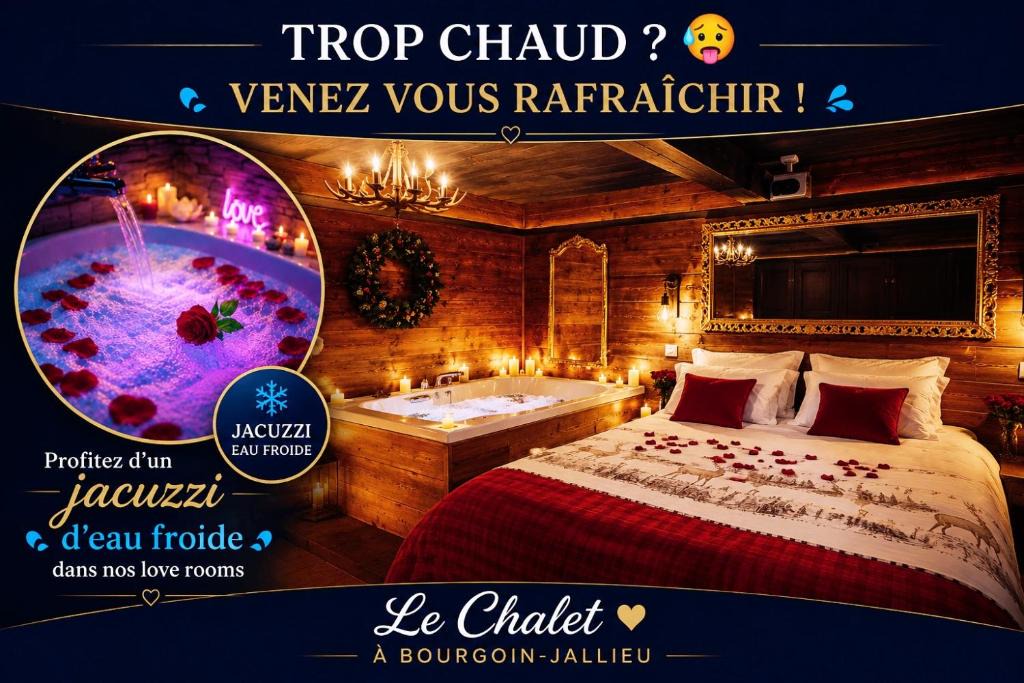 Bourgoin-Jallieu Apartment | Le Chalet romantique, SPA XXL, 5 min centre ville, Écran cinéma, Lit king size, cascade d'eau