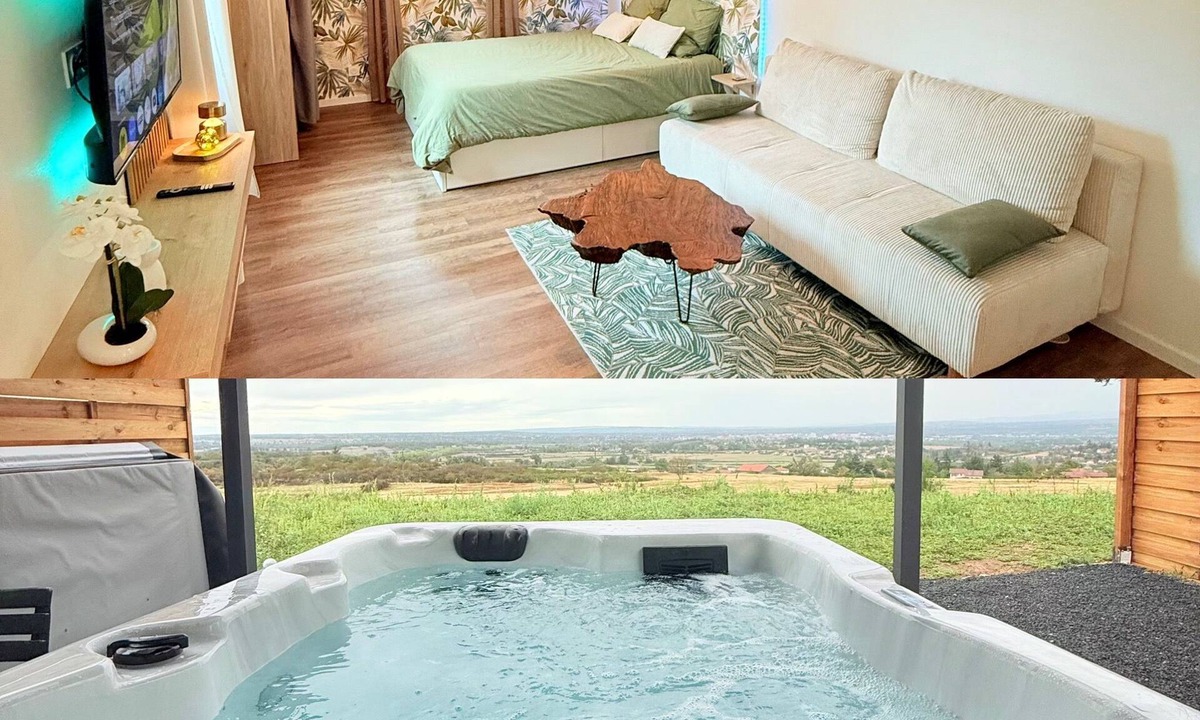 Villerest Apartment | Modern accommodation with private spa, magnificent views, close to golf course and lake