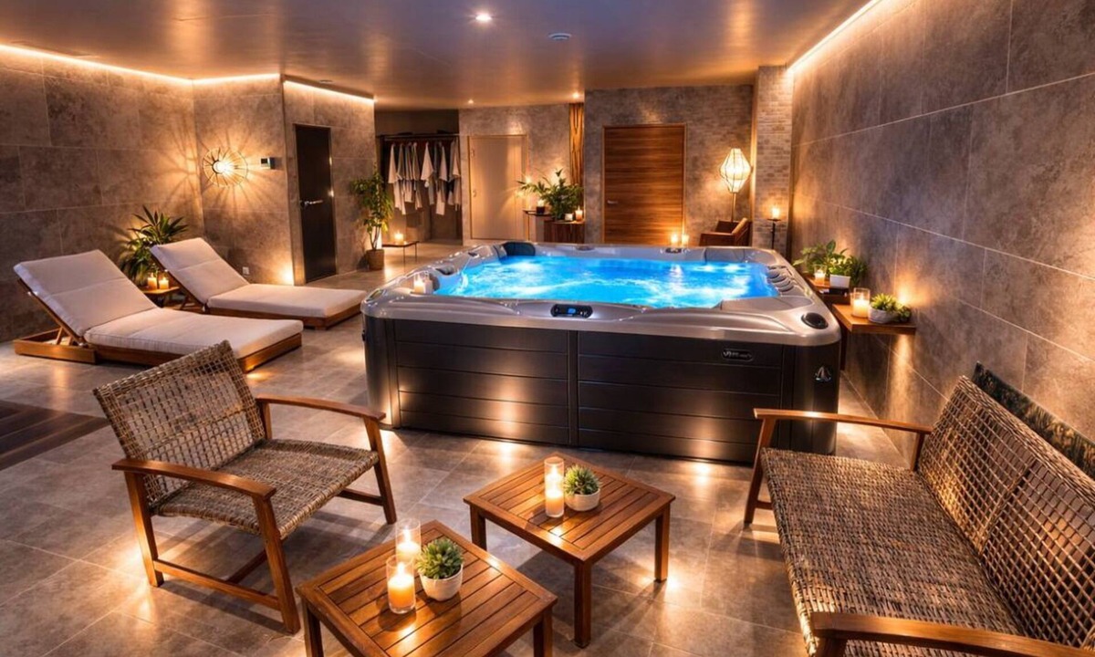 Poitiers Apartment | Private spa suite with Jacuzzi, sauna, sensory shower, Japanese massage chair