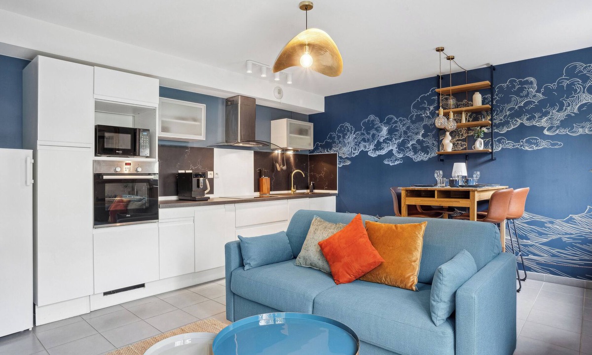Saint-Priest Apartment | Retro-chic elegance with terrace near the tramway