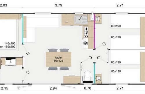Saint-Bonnet-le-Chateau House | Camping De La Belle Etoile *** - 4-room Lodge Grand Confort mobile home for 6 people