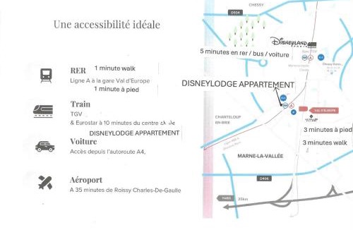 Chessy Apartment | Disney 3 mn, 14 people , 4 bedrooms, 2 parkings privés