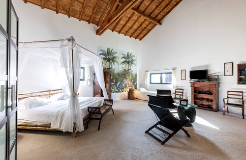 Bazas Bed & Breakfast | Guest Room 'Le Palmier Exotique' in Bazas with Shared Pool, Shared Terrace and Wi-Fi