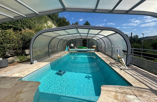 Saint-Georges-de-Luzencon Apartment | Holiday Home 'Le Mas De Campels' with Mountain View, Private Pool and Wi-Fi