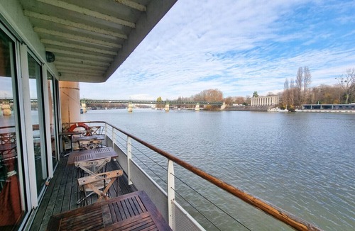 Saint-Cloud Boat Rental | Large houseboat with rooftop and spa near Paris