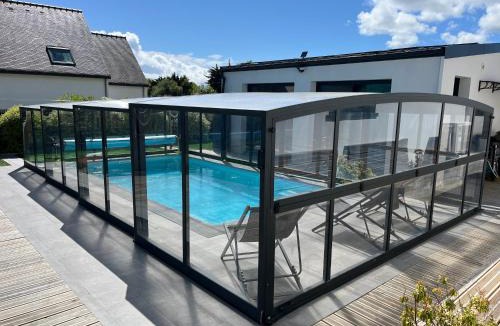 Le Tour-du-Parc Villa | Maison 10 pers en bord de mer avec piscine couverte et chauffée, spa et hamman