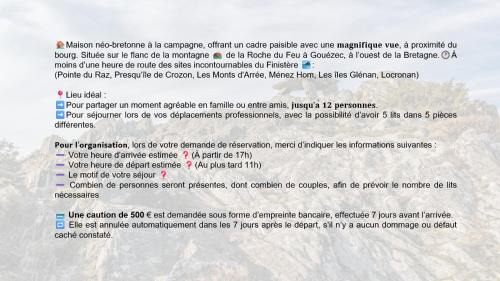 Gouezec House | Maison de la Roche du Feu jusqu'à 12 personnes