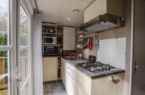 Carnac RV Rental | Mobile Home 'Au Petit Bonheur' with Shared Pool, Private Terrace and Private Garden