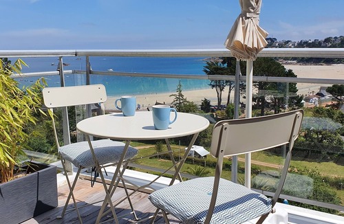 Perros-Guirec Apartment | Perros, full sea view, renovated studio facing Trestraou beach