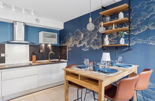 Saint-Priest Apartment | Retro-chic elegance with terrace near the tramway