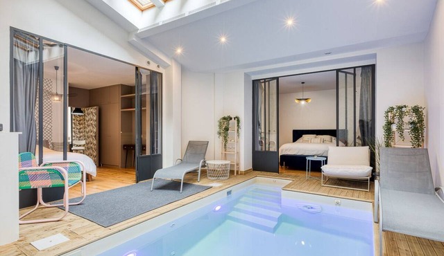 4 Bedroom Designer Loft with AC, Private Pool & Indoor Jungle