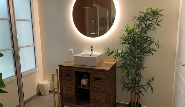 Bedroom with separate bathroom