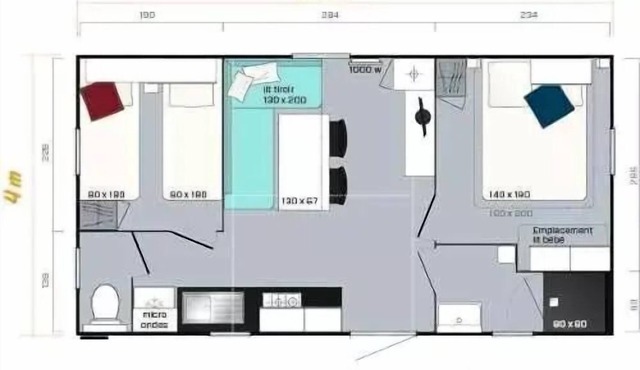 Bifolia Camping Lou Payou * - Mobilhome Super Mercure Family 2 bedrooms 30m2 6 people