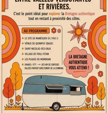 Caravane rétro et son écrin de verdure