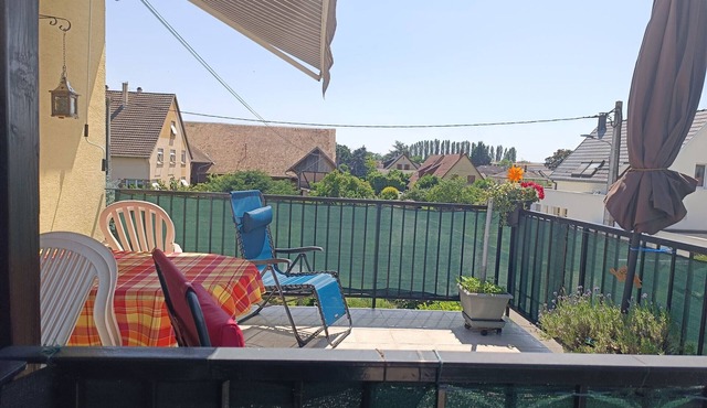 Cozy lodging with terrace and parking in Jebsheim