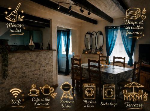 Maison en pierre pour 6-jardin &animaux bienvenus