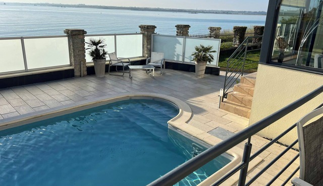 Private beach access and pool in Plouneour Trez