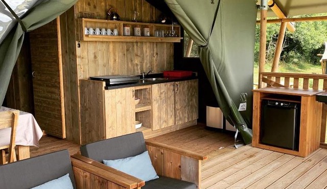 Safari tent lodges with a beautiful view at Lot Sous Toile