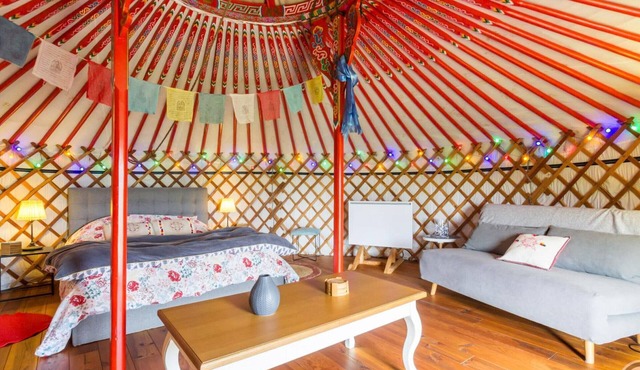 Yurt Stay with Terrace and Panoramic Views in Denneville