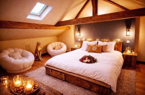 Bourgoin-Jallieu Apartment | La suite Safari jusqu'à 4 personnes, Spa XXL, day use, 5 min centre ville, cinéma, cascade et lit sous les arbres