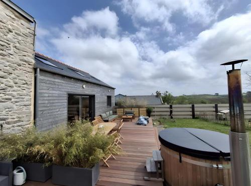 Chalet avec bain nordique-terrasse